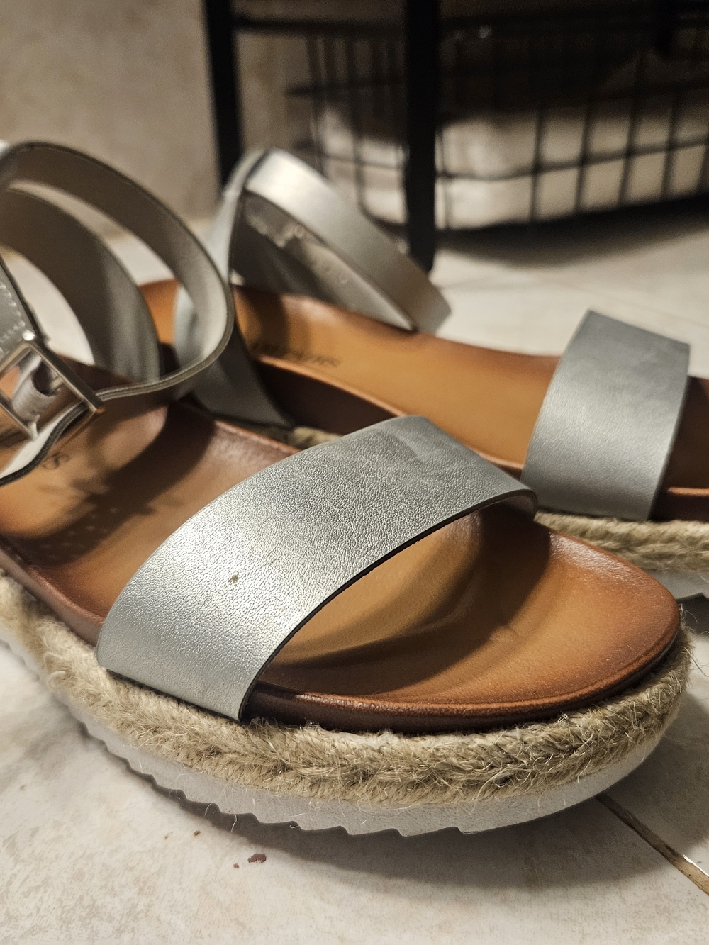 SHEIN Silver Espadrille Platform Sandals